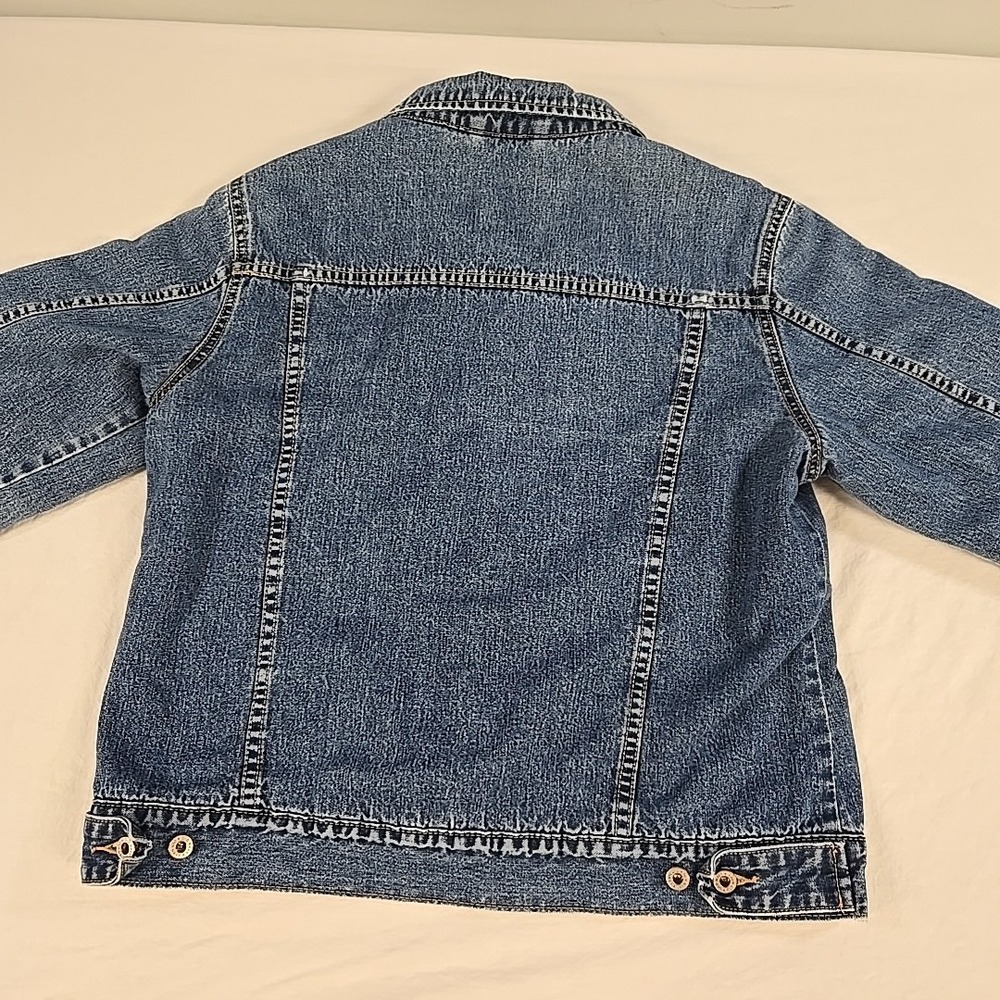 Vintage Old Navy Denim Trucker Jacket Size Medium Fleece Lined Faded Wash Y2K - Picture 14 of 16